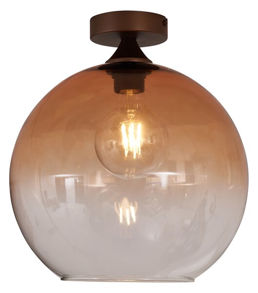 Lampa sufitowa Art Deco ciemny brąz z brązowym szkłem - Sandra