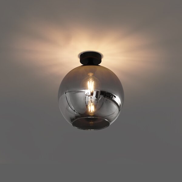 Lampa sufitowa Art Deco czarna z przydymionym szkłem - Sandra