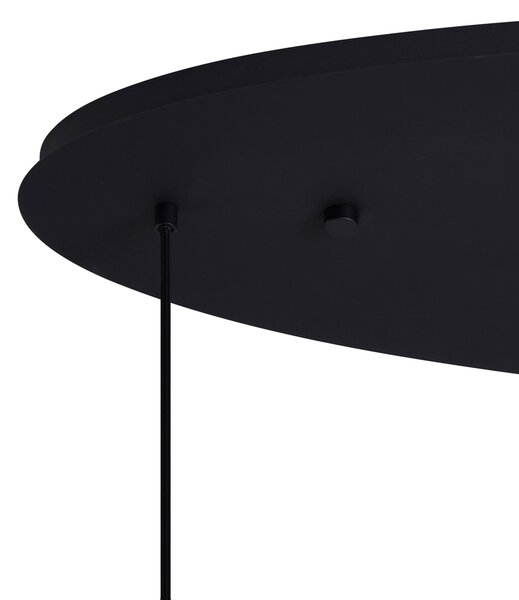 Lampa wisząca w stylu Art Deco czarna z owalną płytą sufitową i zielono-niebieskim szkłem 6-punktowa - Douglass