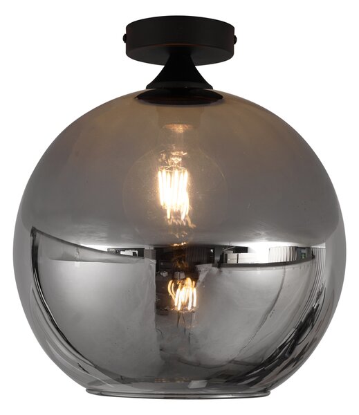 Lampa sufitowa Art Deco czarna z przydymionym szkłem - Sandra