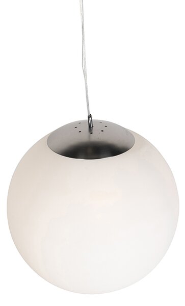 Inteligentna skandynawska lampa wisząca srebrna z opalowym szkłem 50 cm z WiFi A60 - Ball 50