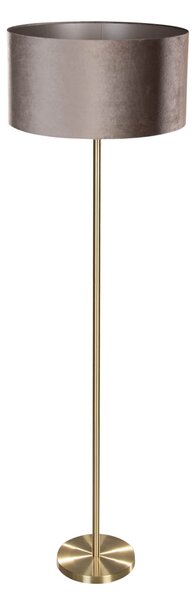 Lampa podłogowa mosiężna z welurowym abażurem taupe 50cm - Simplo