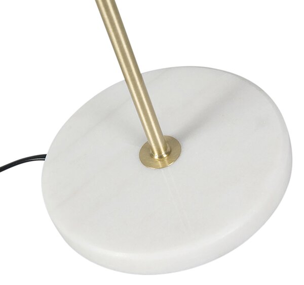 Lampa stołowa mosiężna z aksamitnym abażurem taupe 35 cm - Kaso