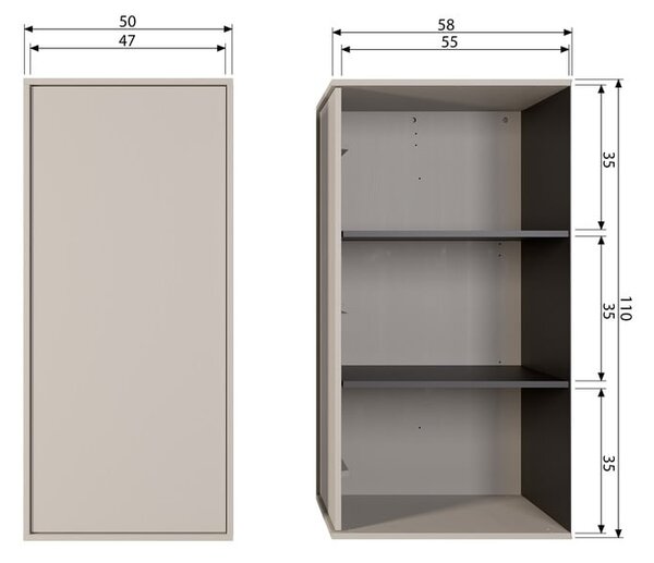 Kremowa szafa modułowa z litego drewna sosnowego 50x110 cm Daily – vtwonen
