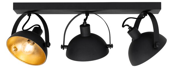 Industrialna lampa sufitowa czarna ze złotem 3-światła regulowana - Magnax