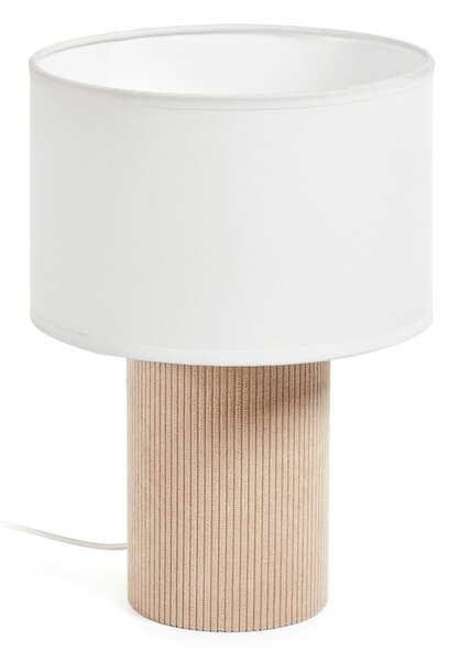 Biało-beżowa lampa stołowa z tekstylnym kloszem (wysokość 29 cm) Bianella – Kave Home