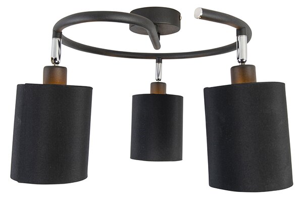 Nowoczesna lampa sufitowa czarna 3-światłowa - Lofty