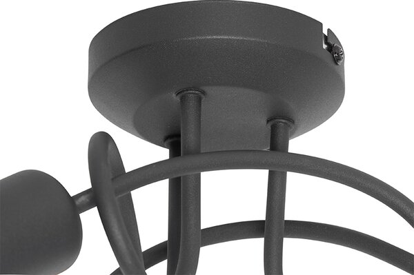 Designerska lampa sufitowa czarna ze złotem 3-światła - Noud