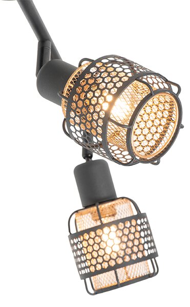 Designerska lampa sufitowa czarna ze złotem 4-światłowa owalna - Noud