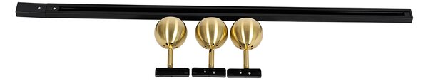 Nowoczesny system szynowy z 3 reflektorami złoty 1-fazowy - Iconic Gissi