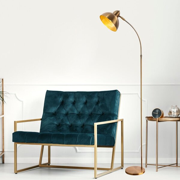 Lampa stojąca w kolorze mosiądzu z metalowym kloszem (wysokość 162 cm) Marzeo – Opviq lights