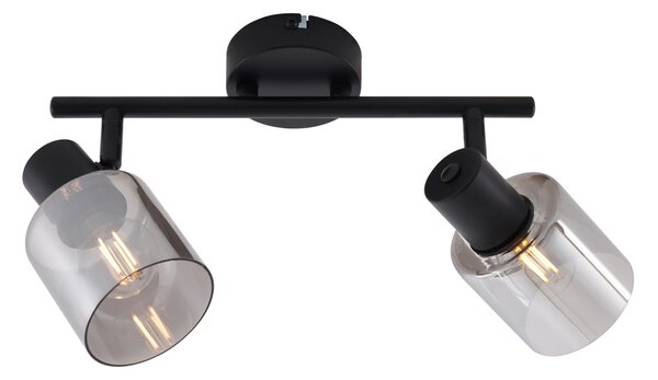 Nowoczesna lampa sufitowa czarna z okrągłymi kloszami z dymionego szkła - Cilin