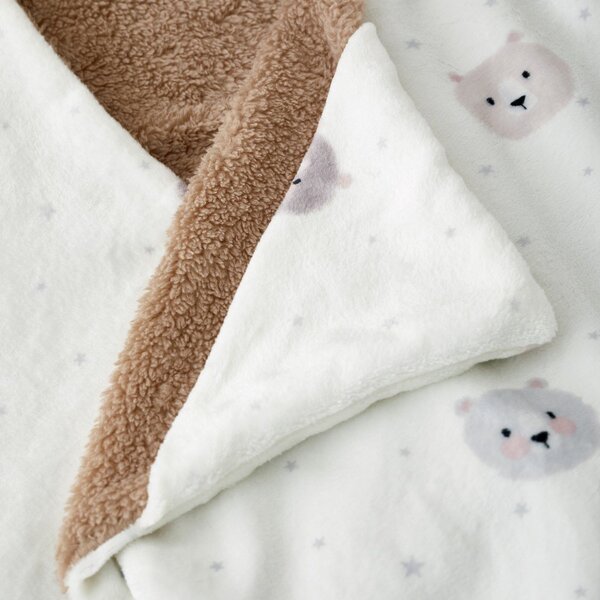 Brązowo-kremowy koc dziecięcy z kapturem z mikropluszu 90x125 cm Cosy Bear – Catherine Lansfield
