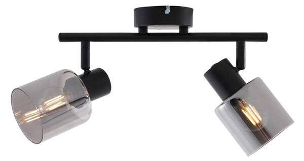 Nowoczesna lampa sufitowa czarna z okrągłymi kloszami z dymionego szkła - Cilin