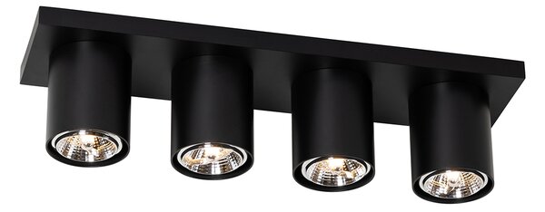 Nowoczesny plafon z reflektorami czarny 4-światła - Tubo