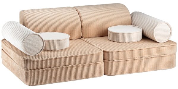 Jasnobrązowa sztruksowa sofa dla dzieci 132 cm Settee – Wigiwama