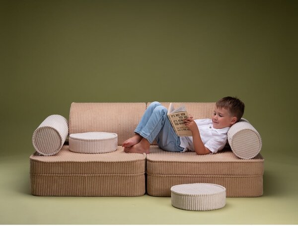 Jasnobrązowa sztruksowa sofa dla dzieci 132 cm Settee – Wigiwama