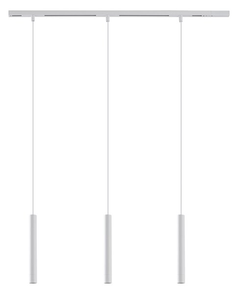 Nowoczesny system szynowy Slimline Keno z 3 białymi lampami wiszącymi 1-fazowy