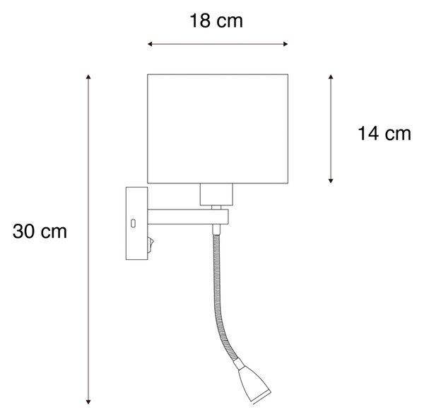 Lampa ścienna czarna z abażurem z weluru taupe 18 cm - Brescia Combi
