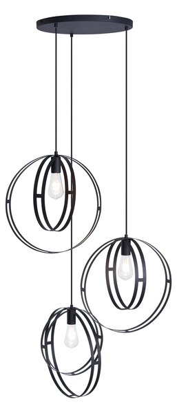 Lampa Wisząca Design Czarna Okrągła 3-Światła - Indu