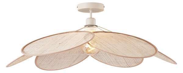 Lampa sufitowa Japandi kremowa z lnianym abażurem - Aisha