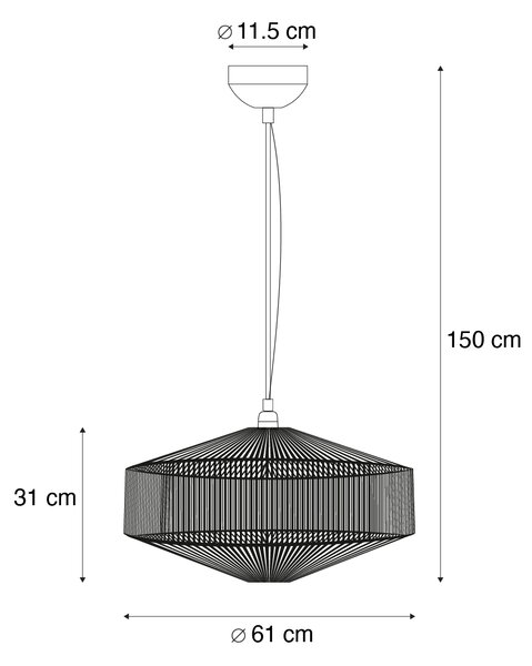 Lampa wisząca Japandi brązowy sznur 61 cm - Svea