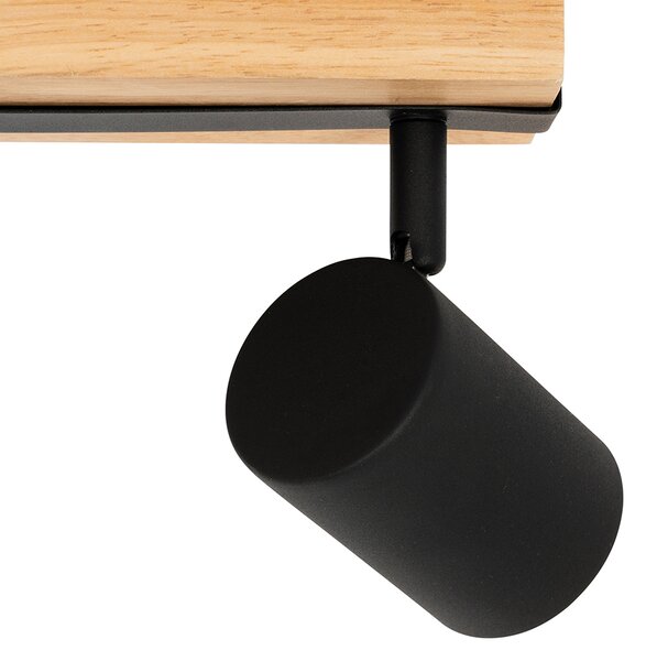 Inteligentny reflektor sufitowy czarny z drewnem 2-punktowy regulowany z Wifi GU10 50mm - Jeana