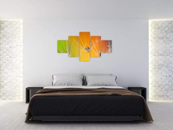 Obraz kropli na roślinie (125x70 cm)