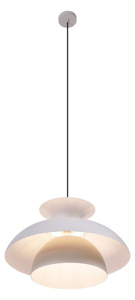 Lampa wisząca w stylu skandynawskim beżowa z białym wnętrzem - Titus