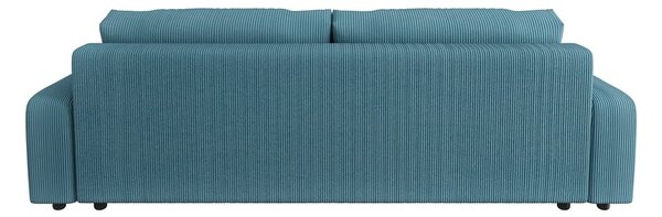 Turkusowa sztruksowa rozkładana sofa ze schowkiem 234 cm Sara – Ropez