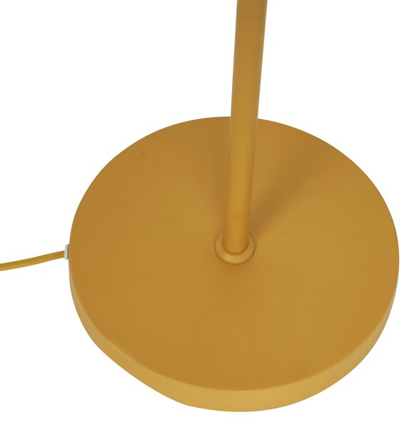 Retro Lampa Podłogowa Musztardowożółta z Matowym Szkłem - Fedde