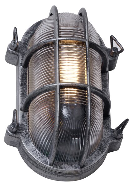 Lampa Ścienna Zewnętrzna Srebrna Owalna IP44 - Noutica
