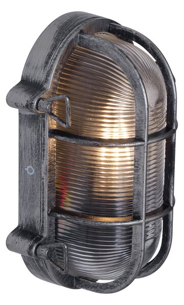 Lampa Ścienna Zewnętrzna Srebrna Owalna IP44 - Noutica