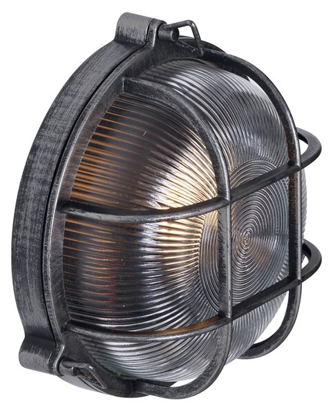 Zewnętrzna lampa ścienna srebrna okrągła IP44 - Noutica