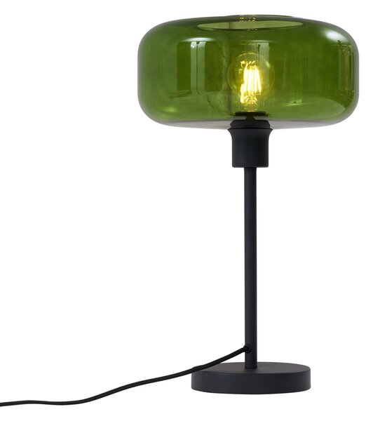 Retro Lampa Stołowa Czarna z Zielonym Szkłem - Bizle