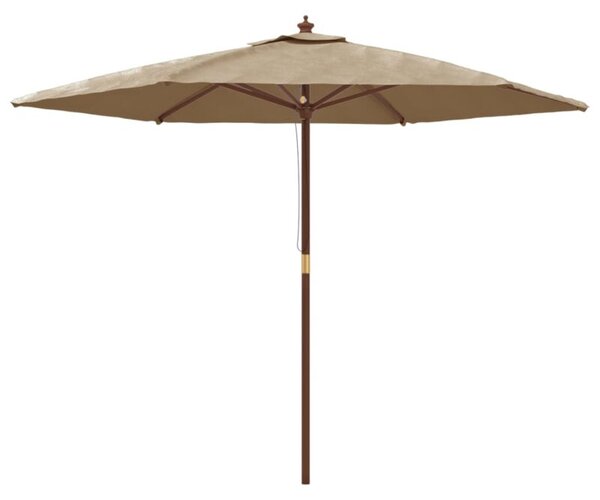 Parasol ogrodowy na drewnianym słupku, kolor taupe, 299x240 cm