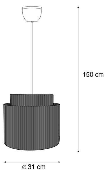 Lampa wisząca Japandi czarna z brązowym sznurem 31 cm - Smilla