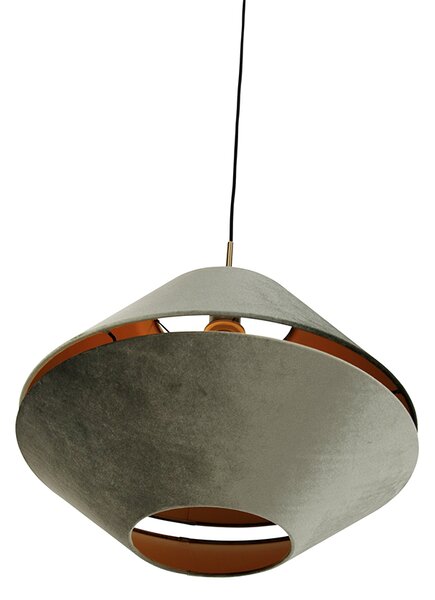 Nowoczesna lampa wisząca brązowa z podwójnym welurowym kloszem zielonym - Combi 1