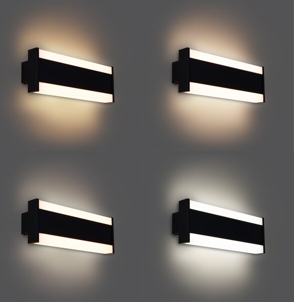 Nowoczesny kinkiet czarny 30 cm z LED CCT IP54 - Vanya