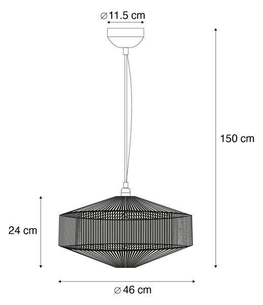 Lampa wisząca Japandi brązowy sznur 46 cm - Svea