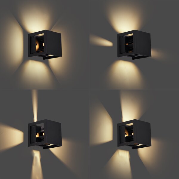 Nowoczesny kinkiet czarny z LED IP44 - Edwin Quadro