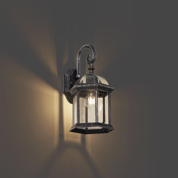 Klasyczna zewnętrzna lampa ścienna antyczne srebro IP44 - Glasgow