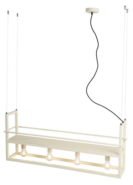 Industrialna lampa wisząca beżowa 4-punktowa - Cage Rack