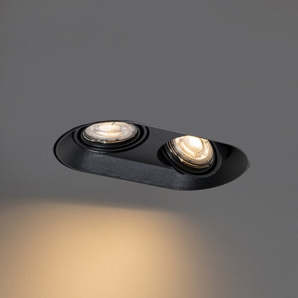 Okrągły podtynkowy reflektor czarny GU10 50 mm 2-punktowy - Hubs