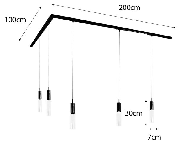 Nowoczesny system szynowy z 5 lampami wiszącymi, ciemny brąz, 1-fazowy - Iconic Lloyd