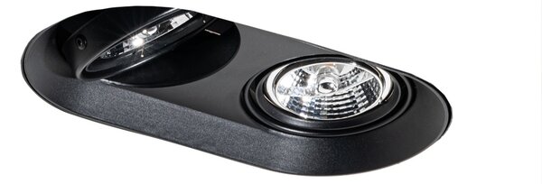 Okrągły podtynkowy reflektor czarny GU10 70 mm 2-punktowy - Hubs