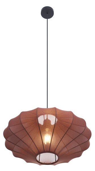 Lampa wisząca Japandi brązowa z materiałowym abażurem 50 cm - Plu