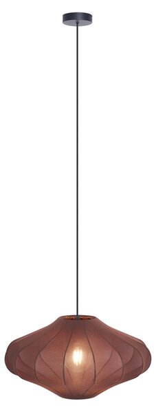 Lampa wisząca Japandi brązowa z materiałowym abażurem 50 cm - Plu