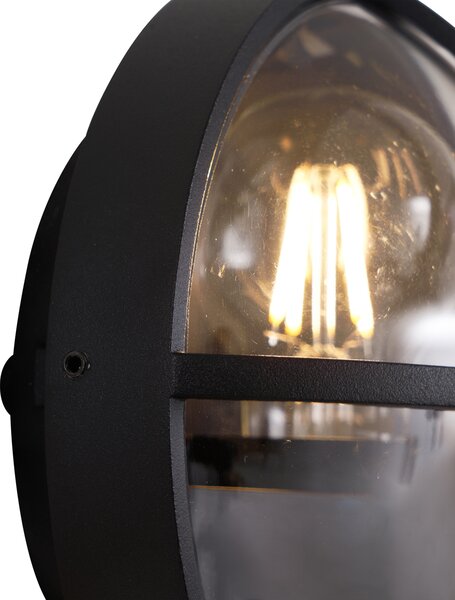Zewnętrzna lampa ścienna czarna okrągła IP65 - Target
