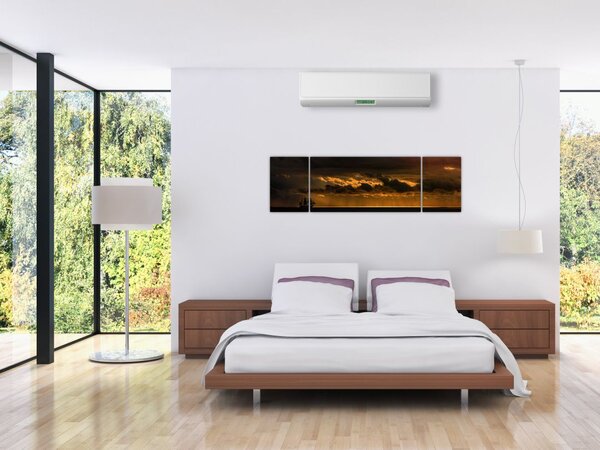 Obraz żaglówki o zachodzie słońca (170x50 cm)